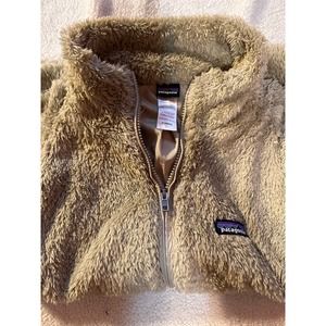 Patagonia Women's Los Gatos Fleece Vest Size L Tan Stand Up Collar Full Zip